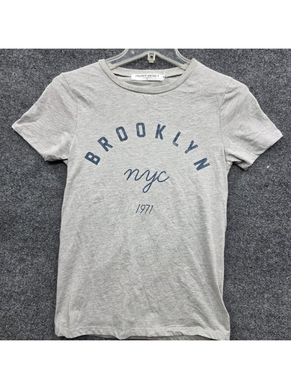 Project Social Brooklyn Graphic T Shirt 8 Grey USA Casual Streetwear Americana